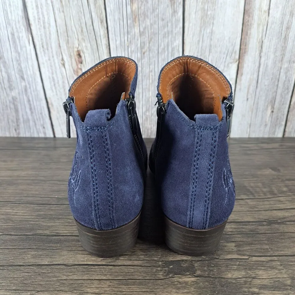 Lucky Brand Embroidered Basel Flowers Women's Sz 6.5 M Bootie Navy (VGC) - Picture 4 of 9